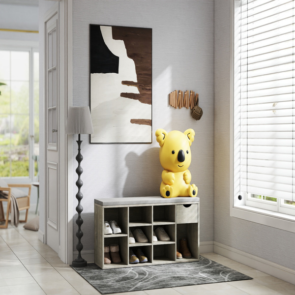 储物凳、换鞋凳、带软垫、抽屉和开放式隔间的玄关凳、带储物功能的长凳、三层鞋架长凳-2