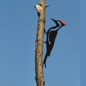 1 pc Unique Metal Woodpecker Silhouette Wall Art - Rust-Resistant Outdoor Decoration for Garden, Patio, or Housewarming Gift - Adds Whimsical Touch to Any Space