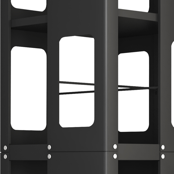 4 层全钢旋转书架，带 360° 轮子，大尺寸坚固宽敞书架，新款黑色书架，易于组装-12