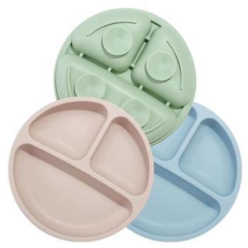 3 Pack Unbreakable Silicone Baby Plates Non-Slip Suction Plates for Baies & Toddlers