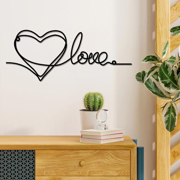 时尚的金属心爱墙装饰拥有极简主义的线条艺术-一个迷人的悬挂装饰，当代墙壁艺术为家庭（TikTok、temu下自提）-33