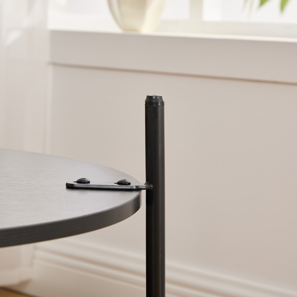 30.9 英寸宽软垫圆形脚凳咖啡桌脚凳，带黑色金属腿，带木质开放式储物架，人造毛皮脚凳，适用于客厅、卧室、入口酒店。棕色-14