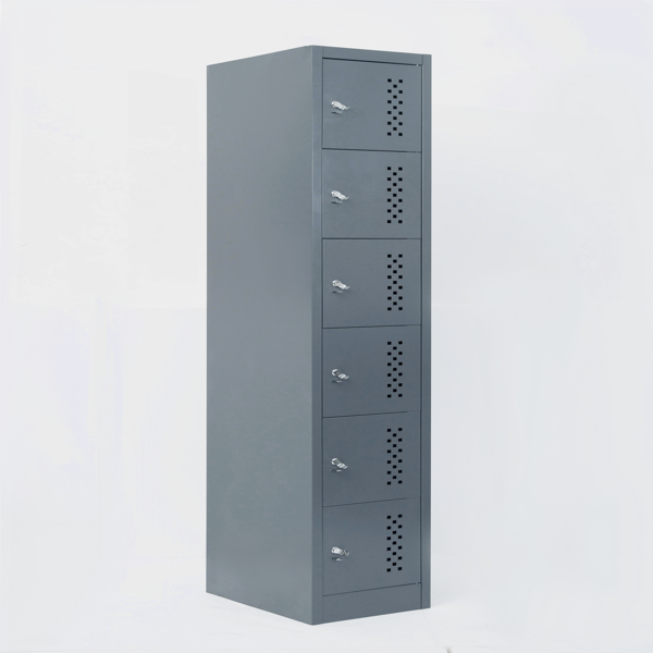 金属车库储物柜，六个独立储物隔间 - 70.98 英寸钢制锁柜，适用于车库和仓库（灰色）-6