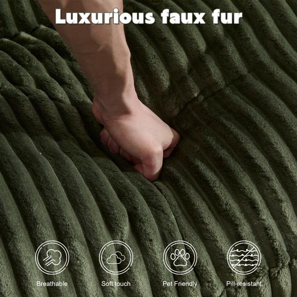 室内双人躺椅、超大软垫睡云沙发、深座豪华沙发床、分段沙发椅、客厅用灯芯绒阅读椅、无需组装、绿色-5