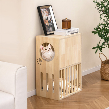 2-tier Wooden Cat Condo with Cushions