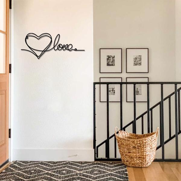 时尚的金属心爱墙装饰拥有极简主义的线条艺术-一个迷人的悬挂装饰，当代墙壁艺术为家庭（TikTok、temu下自提）-19