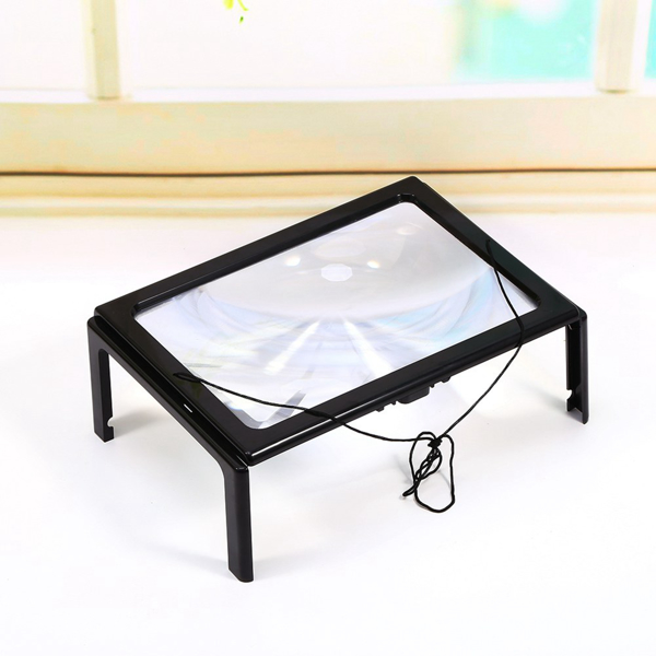 懒人支架式超薄led灯放大镜塑料材质A4纸阅读扩大镜-3