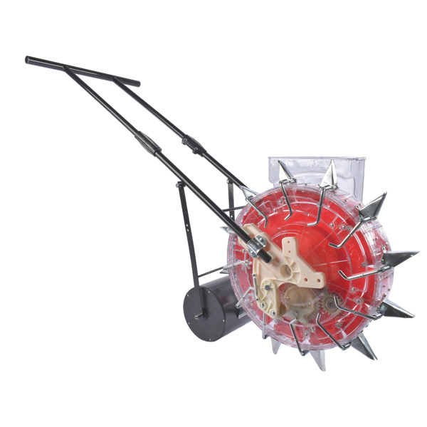 A1-手推播种机 Red Manual Seeder Hand-Push Garden Seeder Roller Seeding and Fertilizer Applicator, Row Planter Corn Planter Seeder for Soy Peanut Corn Cotton Soybean, 13.5cm Spacing-7