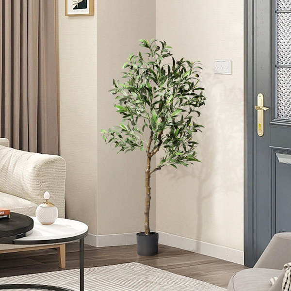 120cm 橄榄树 550叶片 22果 PVC 绢布 仿真树-6