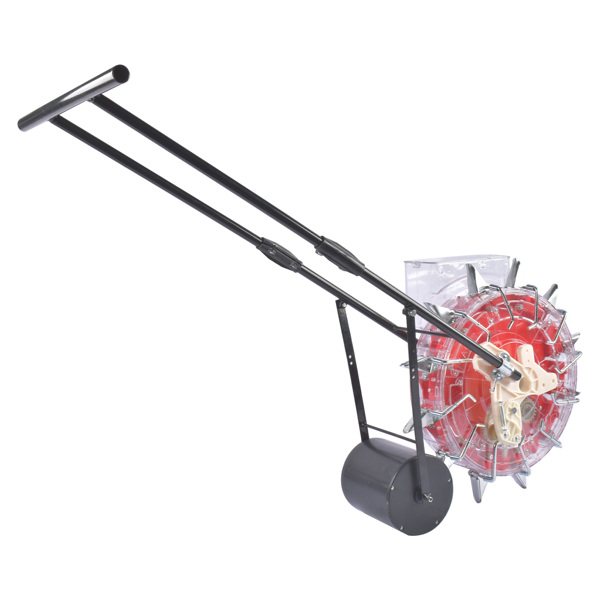 A1-手推播种机 Red Manual Seeder Hand-Push Garden Seeder Roller Seeding and Fertilizer Applicator, Row Planter Corn Planter Seeder for Soy Peanut Corn Cotton Soybean, 13.5cm Spacing-4