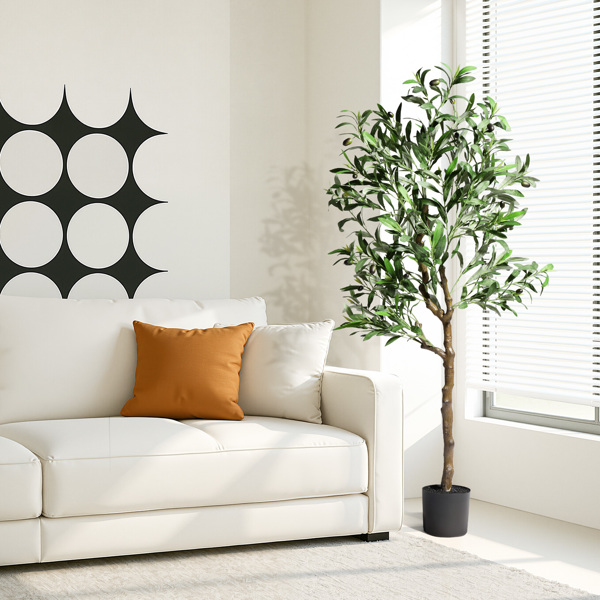 120cm 橄榄树 550叶片 22果 PVC 绢布 仿真树-7