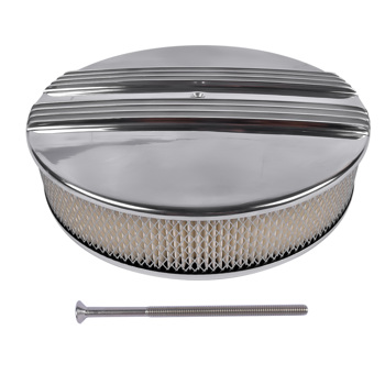 14\\" x 3\\" Half Finned Aluminum Air Cleaner With Recessed Base and Paper Element Polished