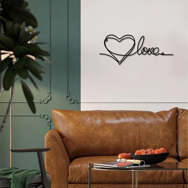 时尚的金属心爱墙装饰拥有极简主义的线条艺术-一个迷人的悬挂装饰，当代墙壁艺术为家庭（TikTok、temu下自提）-21