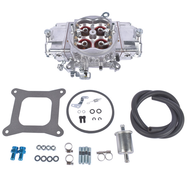 化油器 Billet Aluminum 4 Barrel Double Pumper Race Carburetor 650 CFM BR-67199 Gasoline Square Bore No Choke Mechanical Down-Leg Silver-6