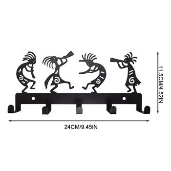 Top - Notch Wall - Mounted Coat Rack. The Vintage Black Metal Key Holder with Hooks for Coats, Hats, and Clothes is a Premium Stylish Wall Hanger for Your Home.Wall Sculptures.