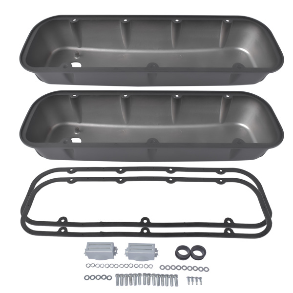 气门室盖 3-11/16" Tall Finned Valve Covers Black for Chevy BBC 396 402 454 502 1965-1995-4