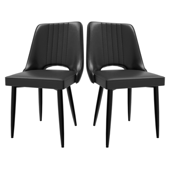 Dining Chairs with Cut-Out Backrest, Modern Kitchen Chair, Scandinavian Faux Leather Chair with High Back for Living Room Kitchen