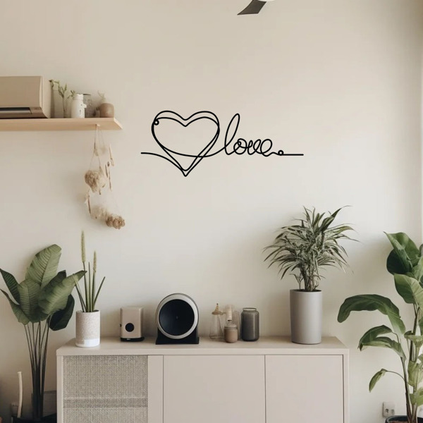 时尚的金属心爱墙装饰拥有极简主义的线条艺术-一个迷人的悬挂装饰，当代墙壁艺术为家庭（TikTok、temu下自提）-34