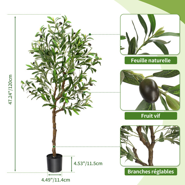 120cm 橄榄树 550叶片 22果 PVC 绢布 仿真树-2
