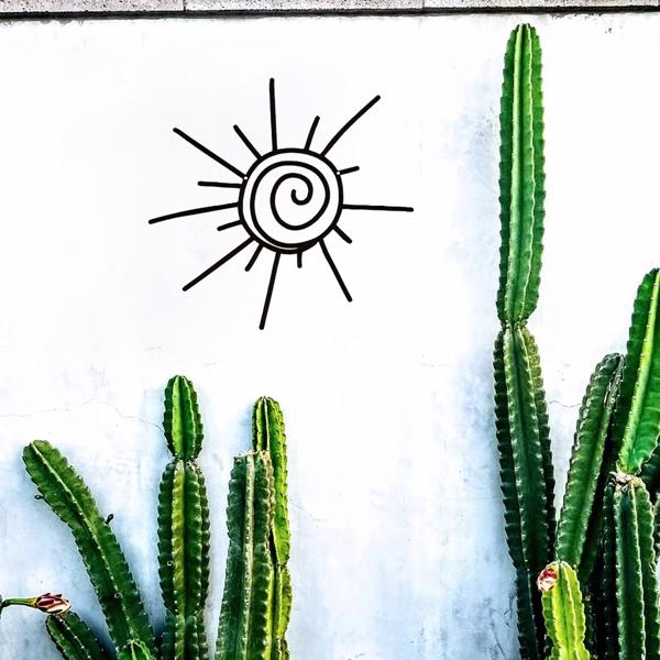 Grand Sophisticated Metal Sun Wall Art - Transverse Style. Beach Decor. Exterior Wall Hanger. Tough Metal Material-6
