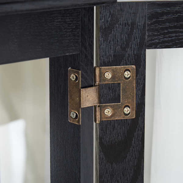 LED 古玩展示柜，带可调节搁板的古董展示柜，复古设计优质展示柜，带格子门，优雅书柜和储物柜，适用于家居装饰和组织 黑色-19