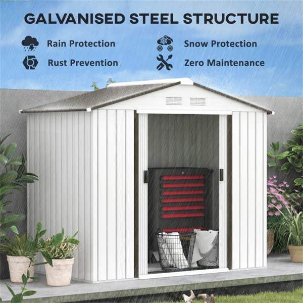 钢制仓库花园工具房7'x 4'白色-AS （ Amazon Shipping）（WalMart禁售）（周末不发货）-3