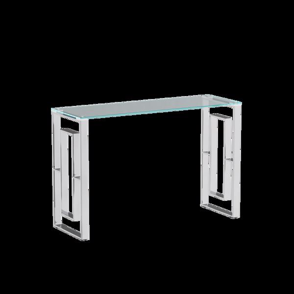 银色透明玄关桌控制台桌不锈钢玻璃餐边桌-9
