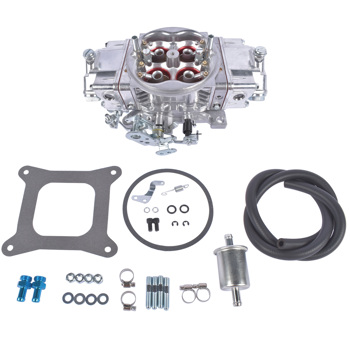 Billet Aluminum 4 Barrel Double Pumper Race Carburetor 650 CFM BR-67199 Gasoline Square Bore No Choke Mechanical Down-Leg Silver