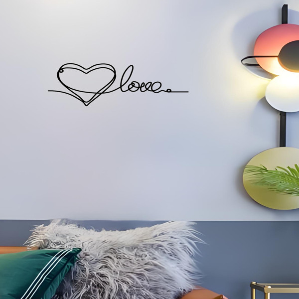 时尚的金属心爱墙装饰拥有极简主义的线条艺术-一个迷人的悬挂装饰，当代墙壁艺术为家庭（TikTok、temu下自提）-12