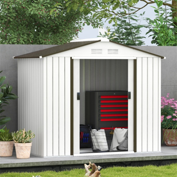 钢制仓库花园工具房7'x 4'白色-AS （ Amazon Shipping）（WalMart禁售）（周末不发货）