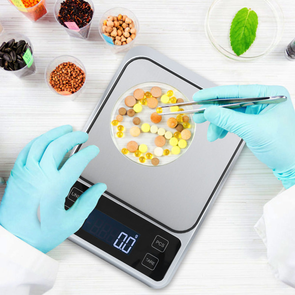 不锈钢厨房电子秤烘焙电子秤便携式电子秤  银色 5kg/0.1g（不带电池发货）-9