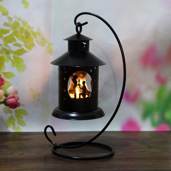 情侣镂空烛台摩洛哥复古婚庆情侣蜡烛台工艺品烛台摆件黑色-1