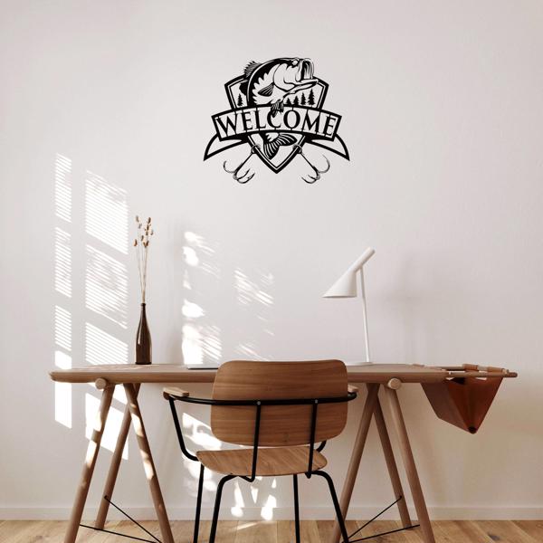 采购产品1pc钓鱼金属标志，欢迎标志，鲈鱼钓鱼金属，鱼金属标志，鲈鱼钓鱼艺术，渔夫礼物，小屋装饰（TikTok、temu下自提）-10