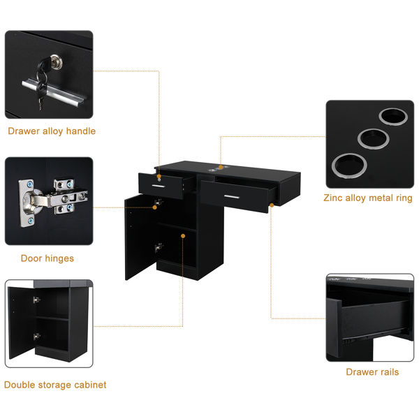 15厘E0刨花板麻面 2抽1锁1门3风筒 沙龙柜 N101 黑色【同款编码 63082170】-19