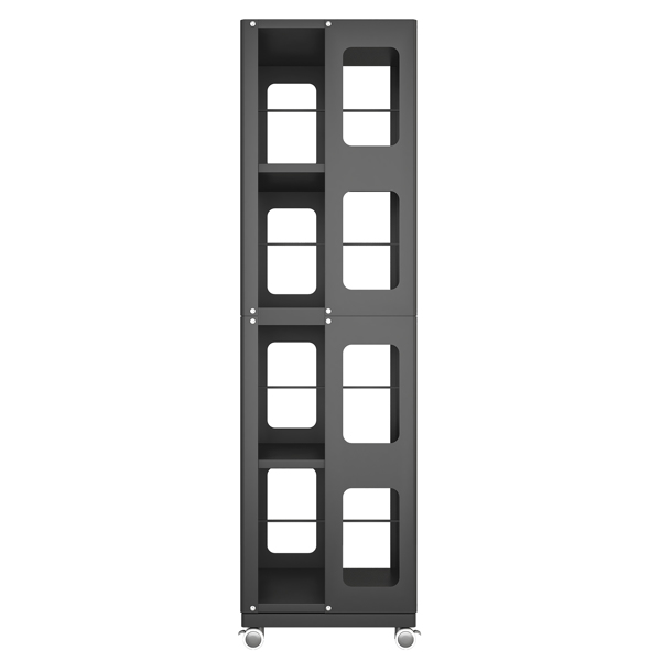 4 层全钢旋转书架，带 360° 轮子，大尺寸坚固宽敞书架，新款黑色书架，易于组装-4