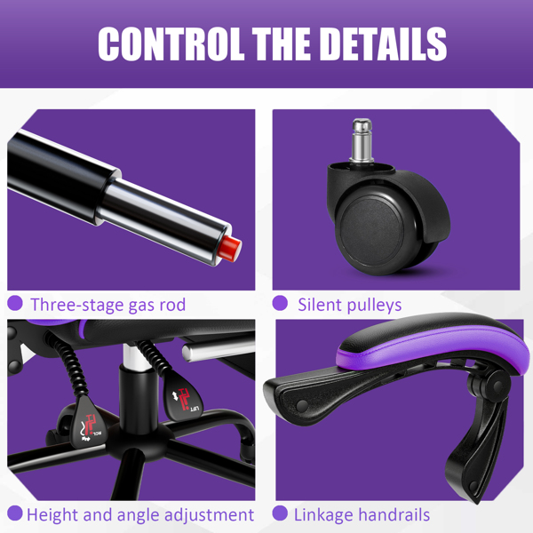 成人游戏椅，电脑椅，儿童游戏椅，可调节腰枕头靠办公桌椅，带脚踏板的游戏椅-6