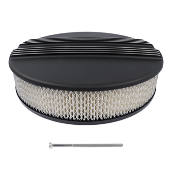 14\\" x 3\\" Half Finned Aluminum Air Cleaner With Recessed Base and Paper Element Black