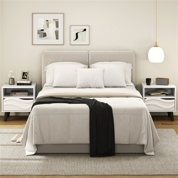 白色床头柜，带抽屉和开放式架子（amazon shipping-发货，WALMART禁止销售）-5