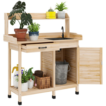  Garden Work Bench、Open Shelf Storage
