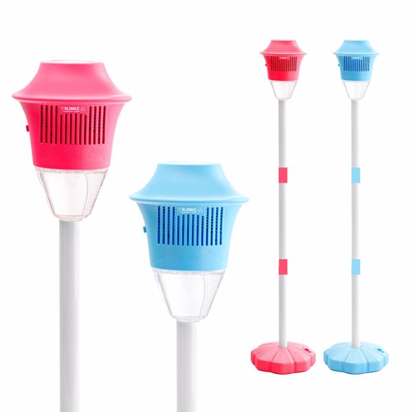 （TK Temu 仅支持自提）带音乐和灯光的自动泡泡机，彩色泡泡机，可调节高度的立式路灯造型夏季户外趣味玩具，适合幼儿婚礼派对 红-1