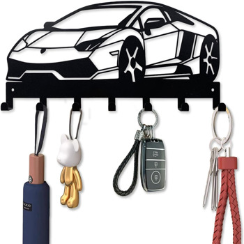 Alluring 1pc Metal Key Holder for Wall. The 7 - Hook, Black, Wall - Mounted Organizer is a Gorgeous Addition to Your Front Entryway. It Serves as a Decorative Element and an Efficient Car Key Holder, 