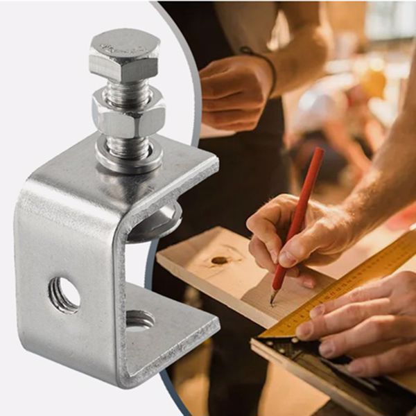 304不锈钢老虎夹U型C型夹卡扣钢结构钢管方管方形固定夹卡箍抱箍（8个）-1