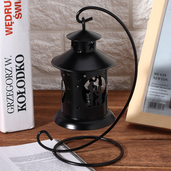 情侣镂空烛台摩洛哥复古婚庆情侣蜡烛台工艺品烛台摆件黑色-2