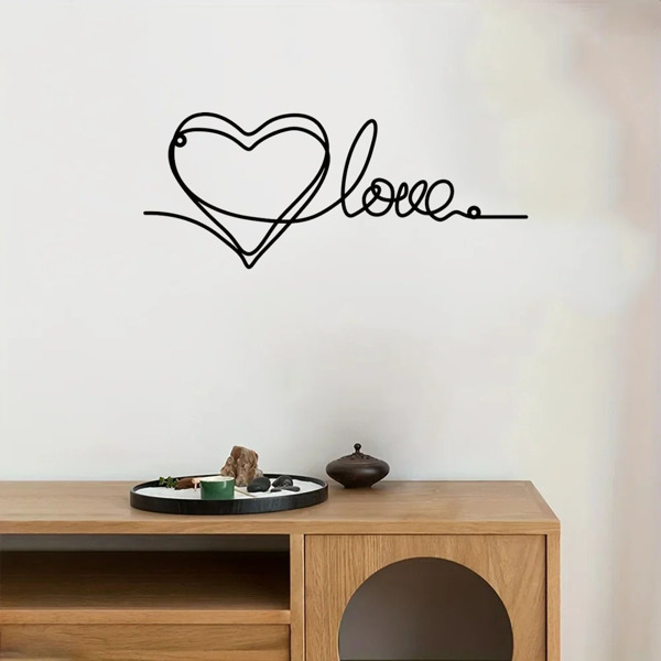 时尚的金属心爱墙装饰拥有极简主义的线条艺术-一个迷人的悬挂装饰，当代墙壁艺术为家庭（TikTok、temu下自提）-25