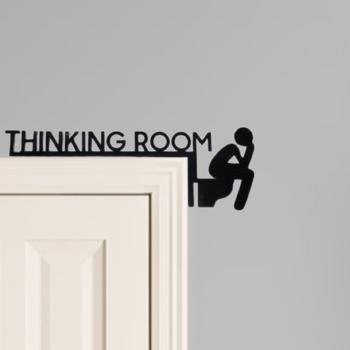 1pc Modern Metal Toilet Door Sign - Unique and Stylish Home Decor Artwork. The Stylish Thinking Room Wall Sculpture, Used as a Decorative Door Frame Pendant, Creates a Distinctive Aesthetic in Your Ho