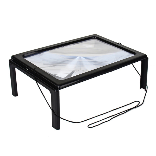 懒人支架式超薄led灯放大镜塑料材质A4纸阅读扩大镜-1