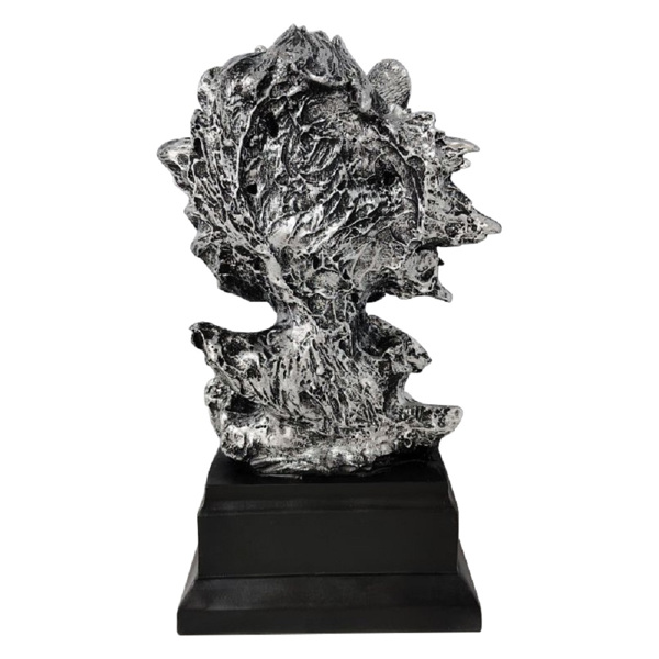 美式复古动物仿铜狮子头像树脂工艺品摆件玄关办公室酒柜软装装饰 J831银色-4