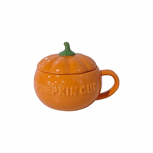 创意陶瓷南瓜杯马克杯创意家用早餐燕麦茶杯办公室牛奶咖啡杯 小号南瓜杯+勺子-5