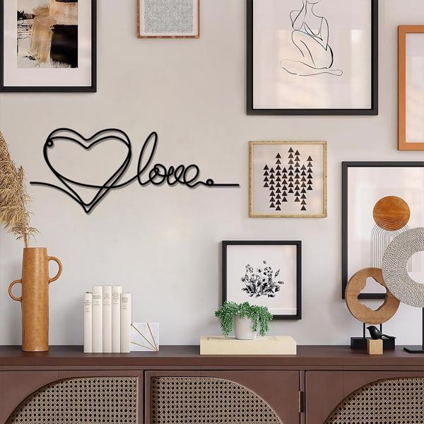 时尚的金属心爱墙装饰拥有极简主义的线条艺术-一个迷人的悬挂装饰，当代墙壁艺术为家庭（TikTok、temu下自提）-23