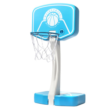 Poolside basketball stand